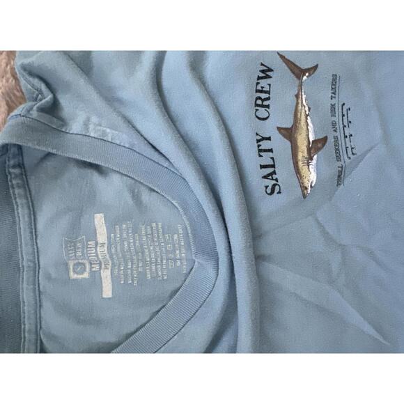 Salty Crew Men's T-Shirt - Light Blue Shark Graphic Size M - Picture 4 of 4